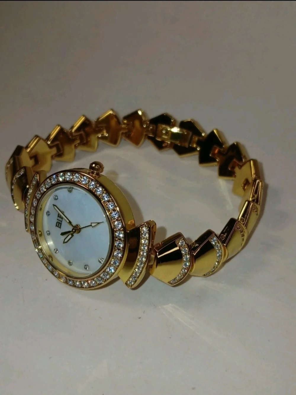 BIBI Women's Gold Tone Crystal Rhinestone Bracelet Quartz Watch NIB w/ Box